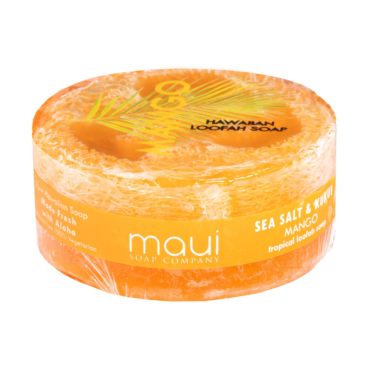Mango Papaya Loofah Soap – Sea Salt & Kukui Oil • Exfoliating Tropical Bar (4.7 oz)