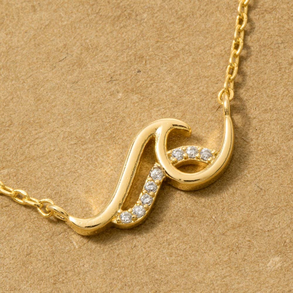 Intertwined Wave Necklace – Silver-Rhodium Plated