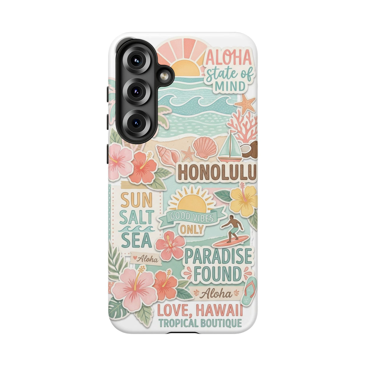 Hawaii Beach Collage Phone Case | Tropical Honolulu Floral Paradise