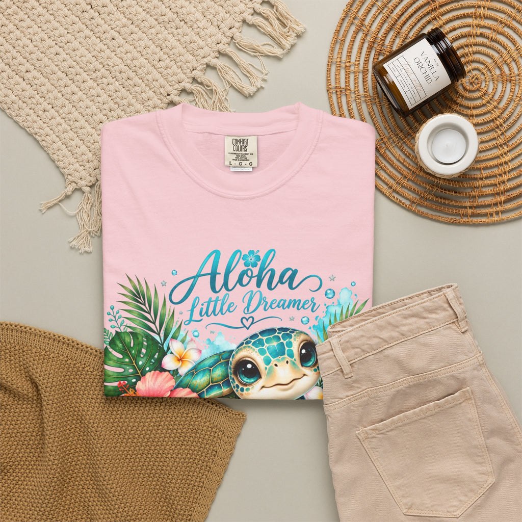 Aloha Little Dreamer| Sea turtle T-Shirt | Hawaiian floral tropical design