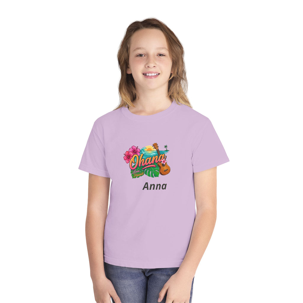 Ohana Floral Ukulele Youth Tee | Personalized Name Option