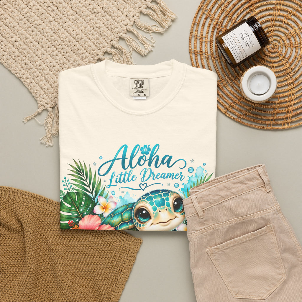 Aloha Little Dreamer| Sea turtle T-Shirt | Hawaiian floral tropical design