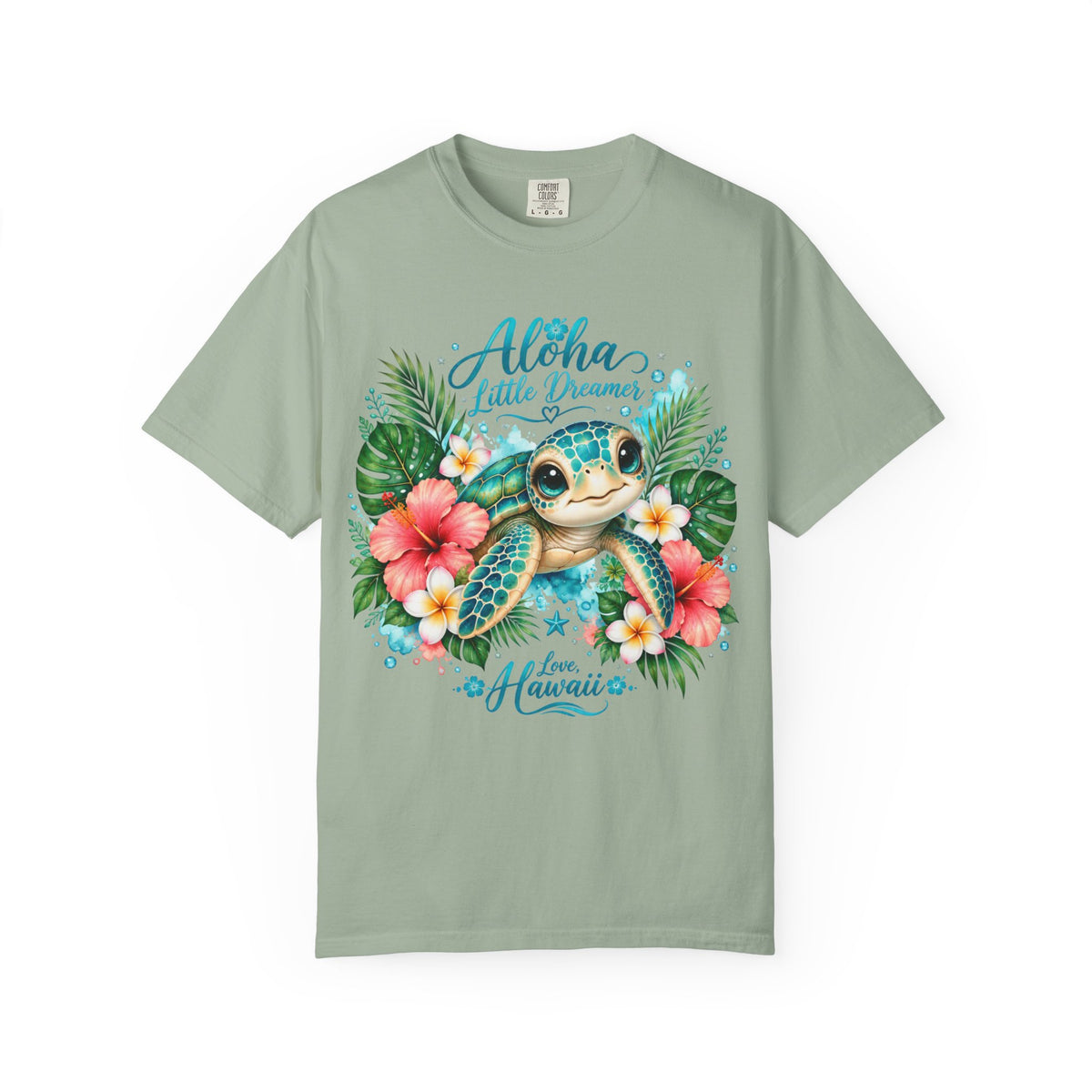 Aloha Little Dreamer| Sea turtle T-Shirt | Hawaiian floral tropical design