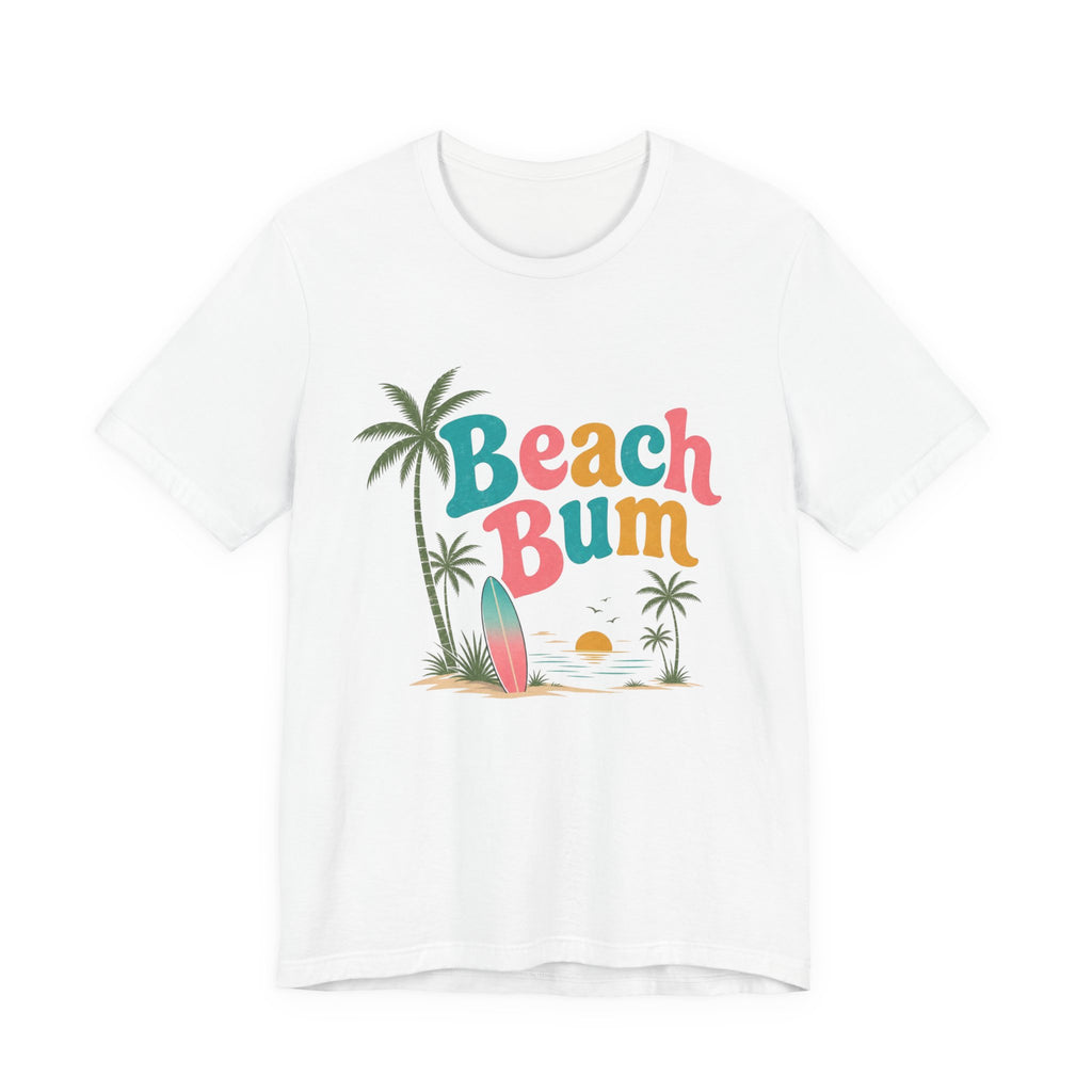 Beach Bum graphic tee | Surfboard palm tree sunset T-Shirt