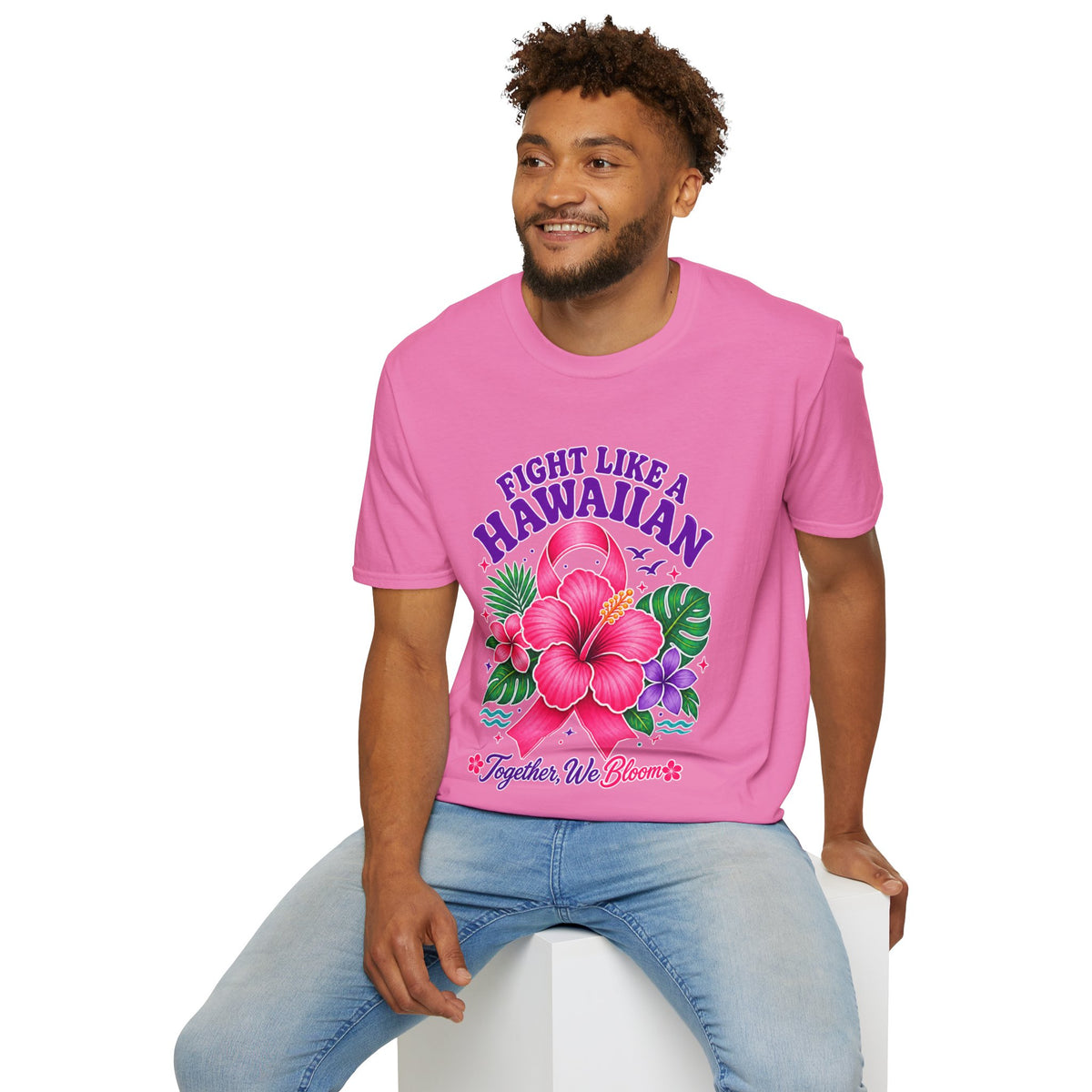 Fight Like a Hawaiian T-Shirt – Floral Breast Cancer Awareness Tee (Together We Bloom)