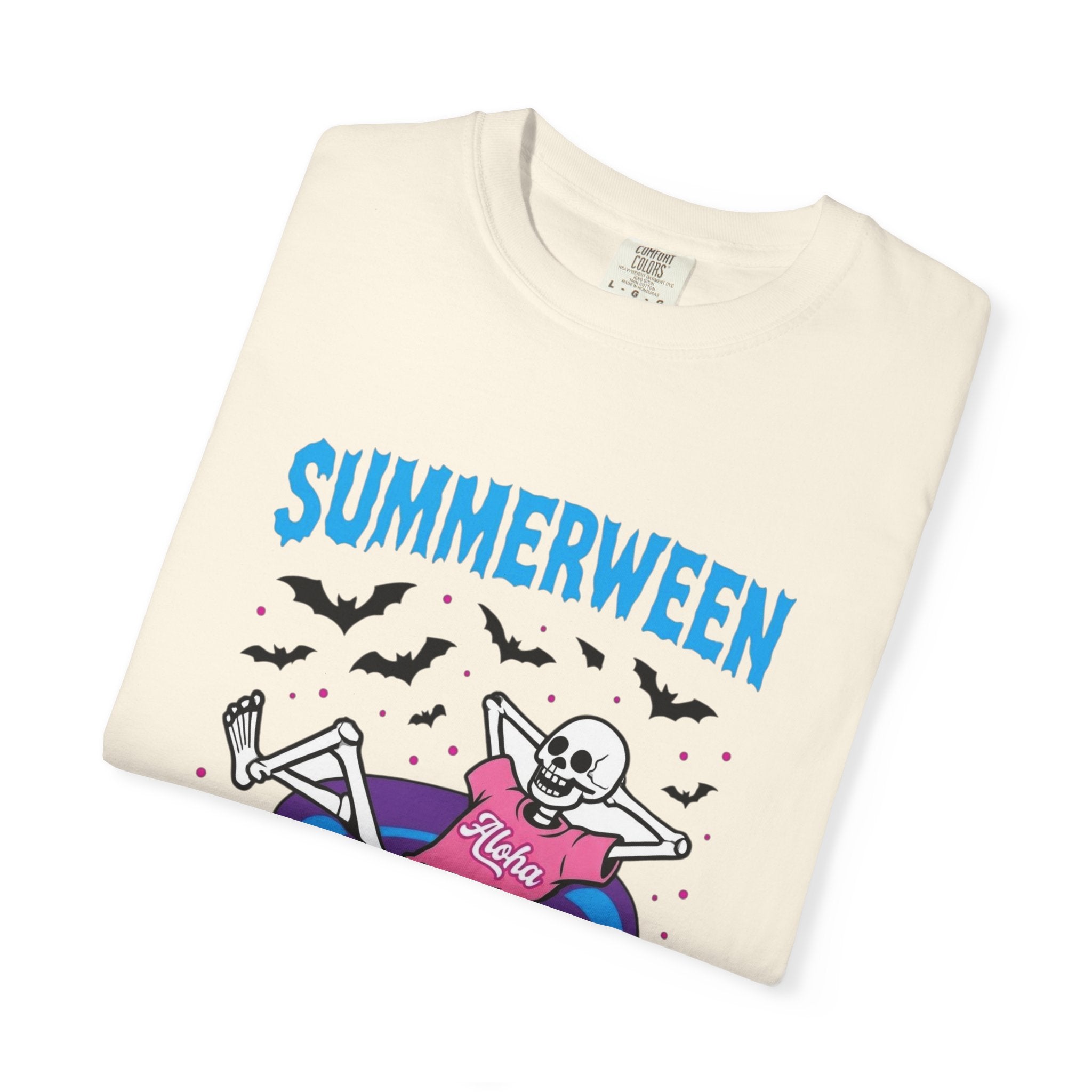 Summerween Vibes Skeleton T-shirt | Spooky Summer Beach| Love, Hawaii Halloween