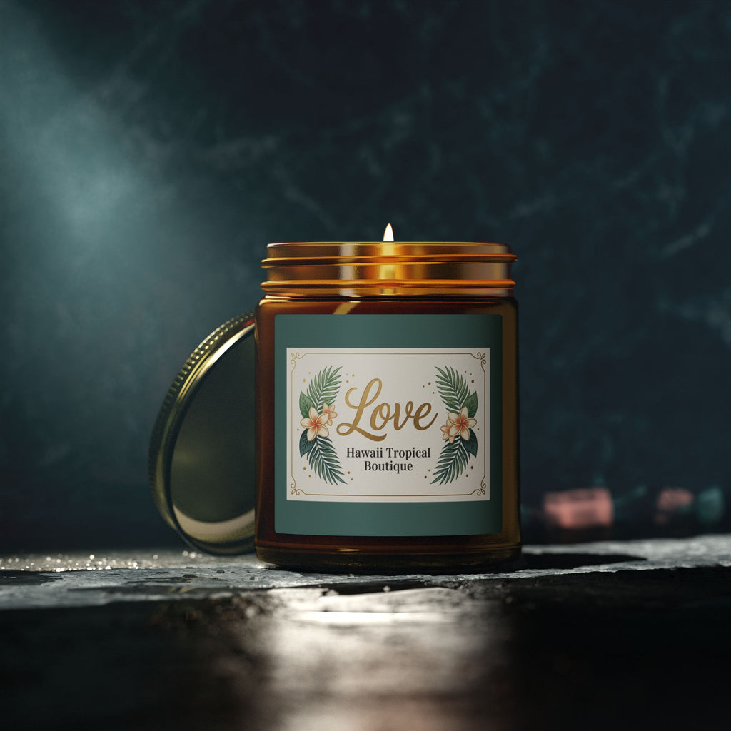 Coconut Apricot Scented Candle — Tropical Boutique Soy Jar (4oz or 9oz)-Love, Hawaii Home Collection