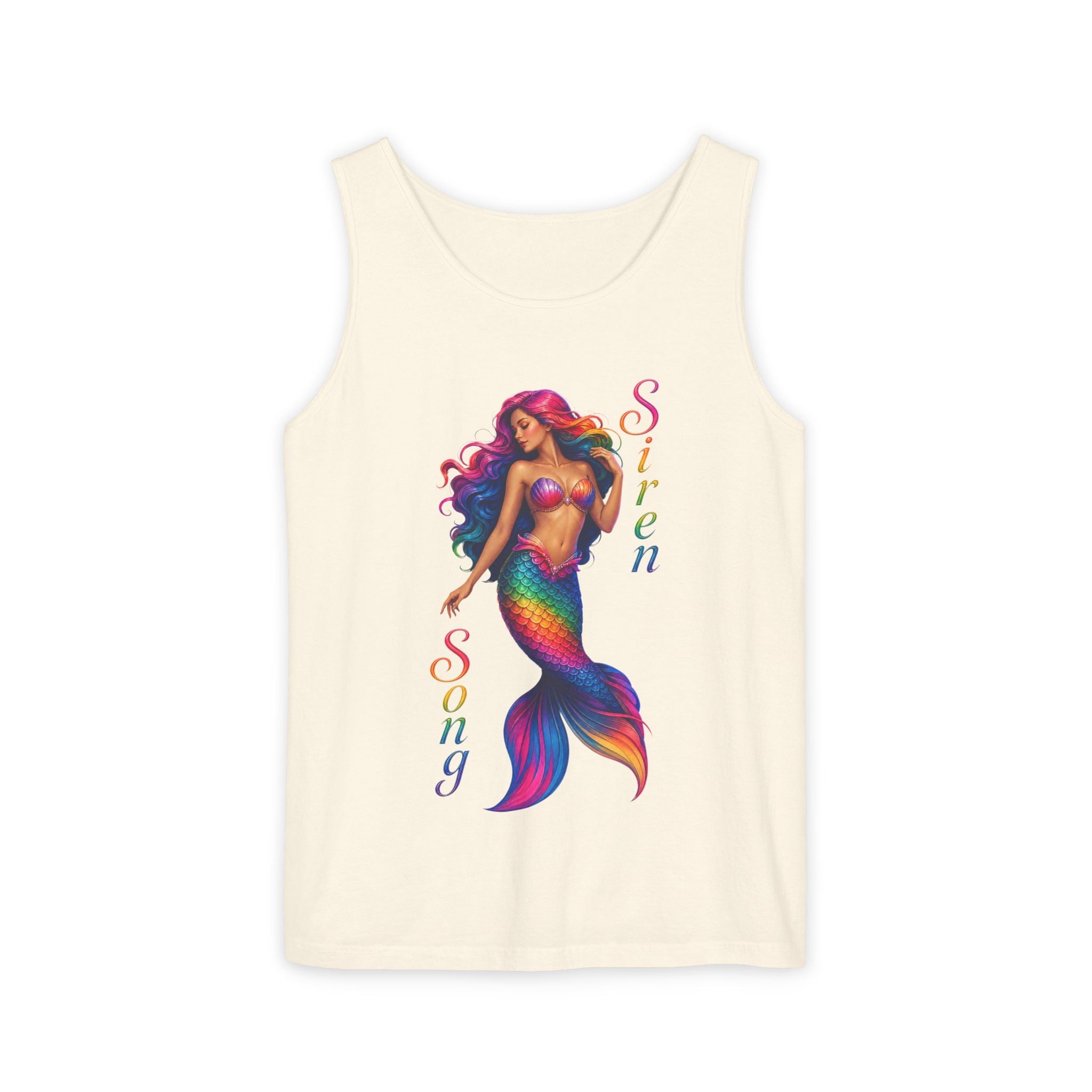 Mermaid Siren Tank Top — Rainbow 'Song' Graphic Beach Tank