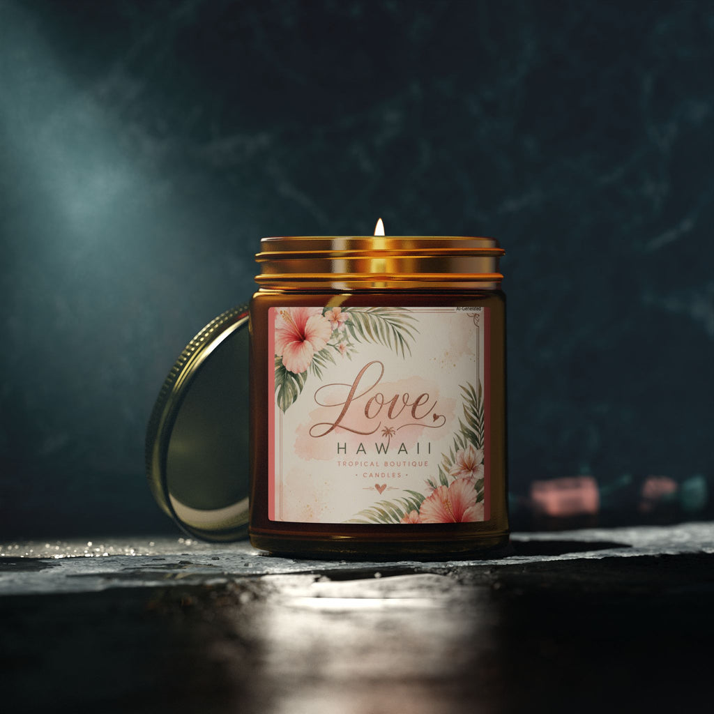 Coconut Apricot Scented Candle — Tropical Boutique Soy Jar (4oz or 9oz)-Love, Hawaii Home Collection