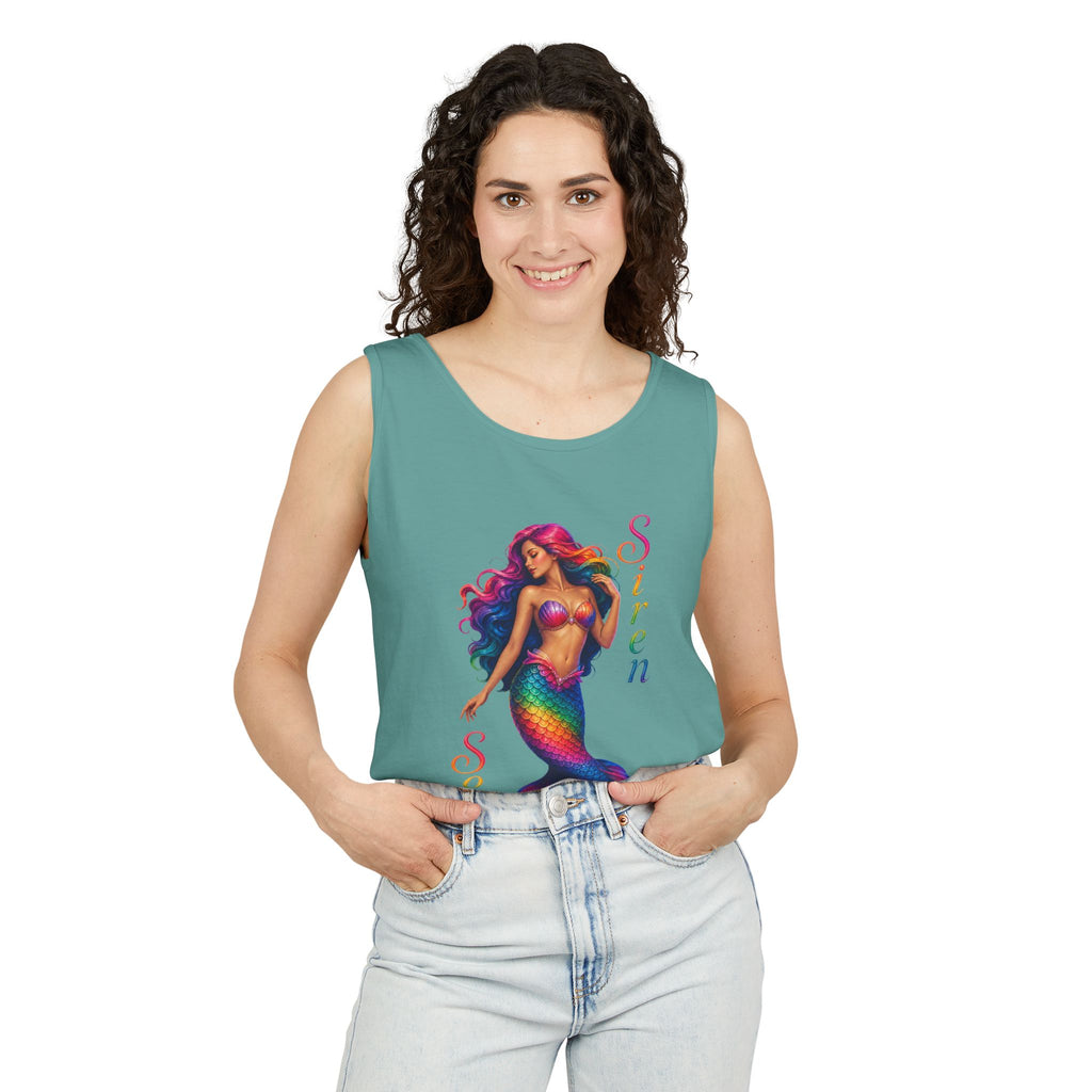 Mermaid Siren Tank Top — Rainbow 'Song' Graphic Beach Tank