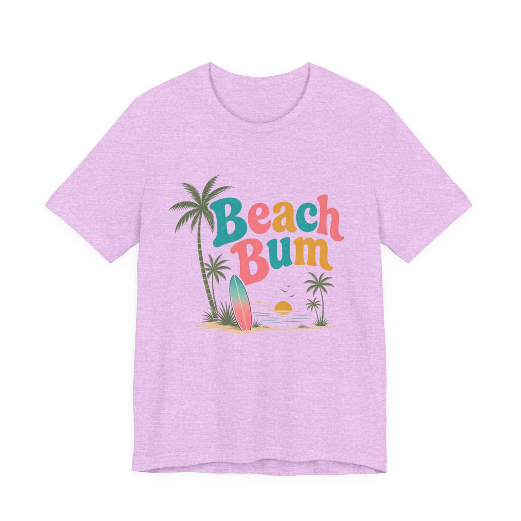 Beach Bum graphic tee | Surfboard palm tree sunset T-Shirt