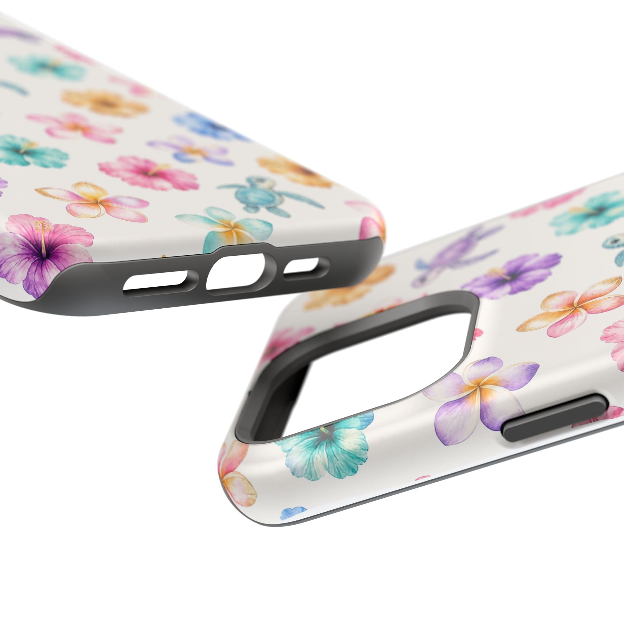 Sea Turtle Floral Phone Case — Colorful Hawaiian Plumeria Protective Case