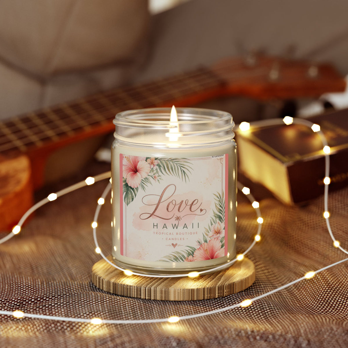 Coconut Apricot Scented Candle — Tropical Boutique Soy Jar (4oz or 9oz)-Love, Hawaii Home Collection