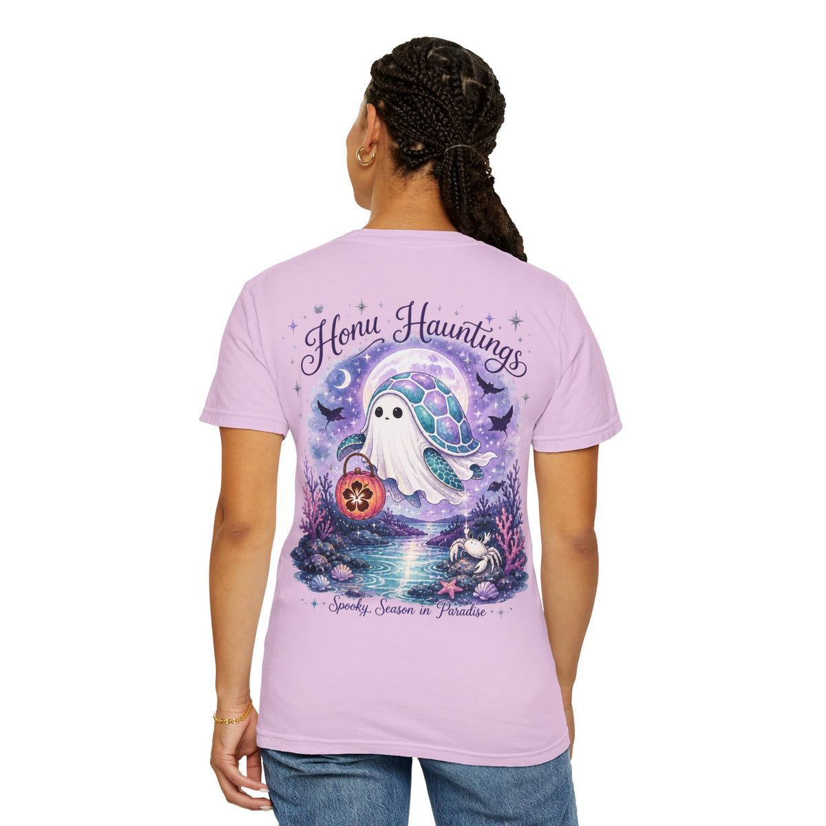 Honu Hauntings Halloween Shirt -Cute Ghost Turtle- Love Hawaii Spooky Season Tee -Tropical Halloween Graphic Tee