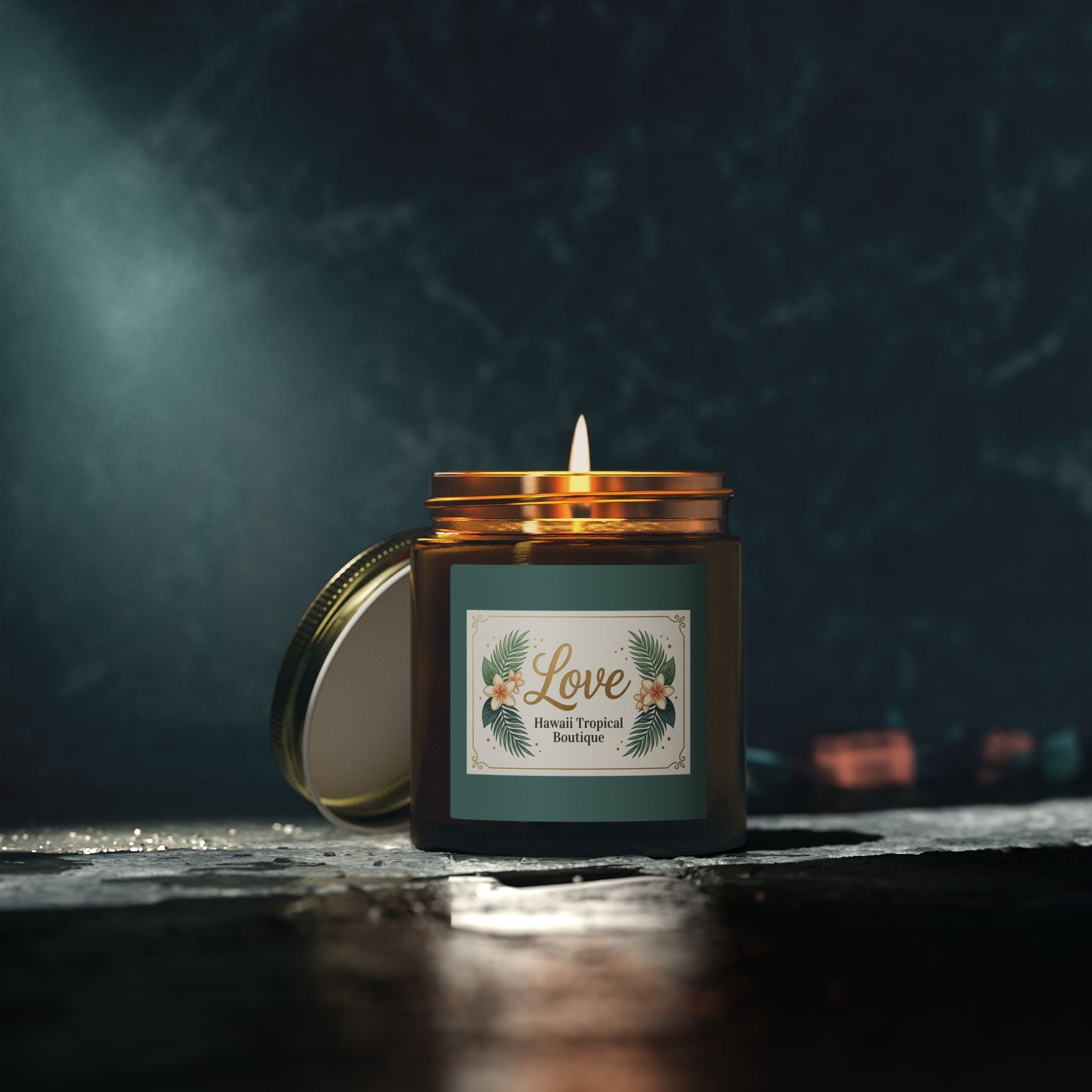 Coconut Apricot Scented Candle — Tropical Boutique Soy Jar (4oz or 9oz)-Love, Hawaii Home Collection