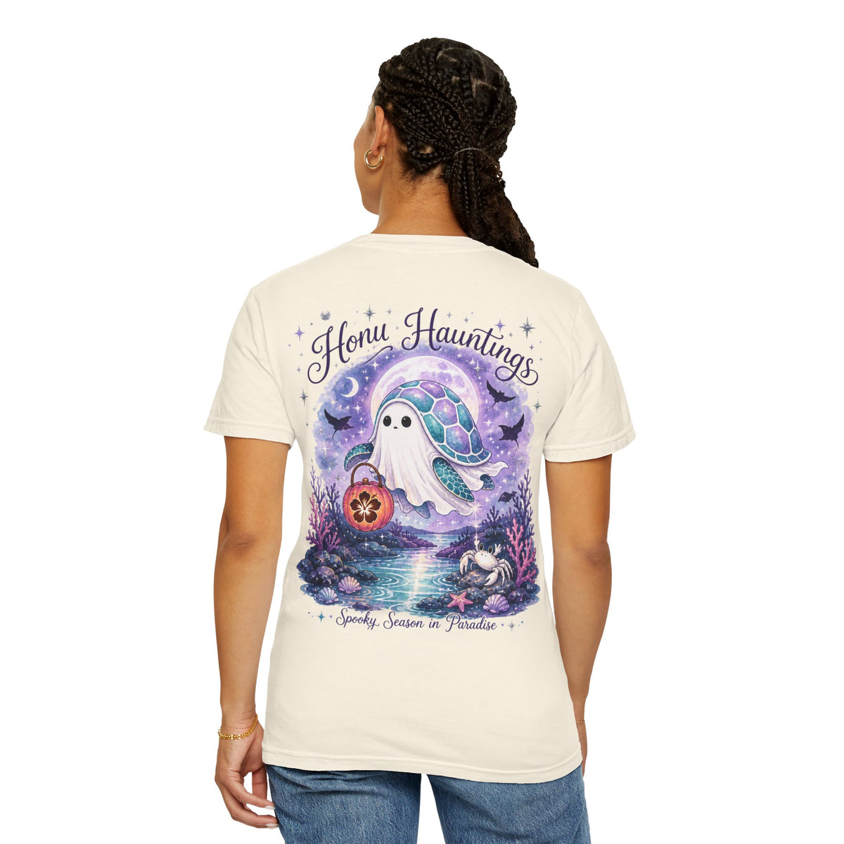 Honu Hauntings Halloween Shirt -Cute Ghost Turtle- Love Hawaii Spooky Season Tee -Tropical Halloween Graphic Tee