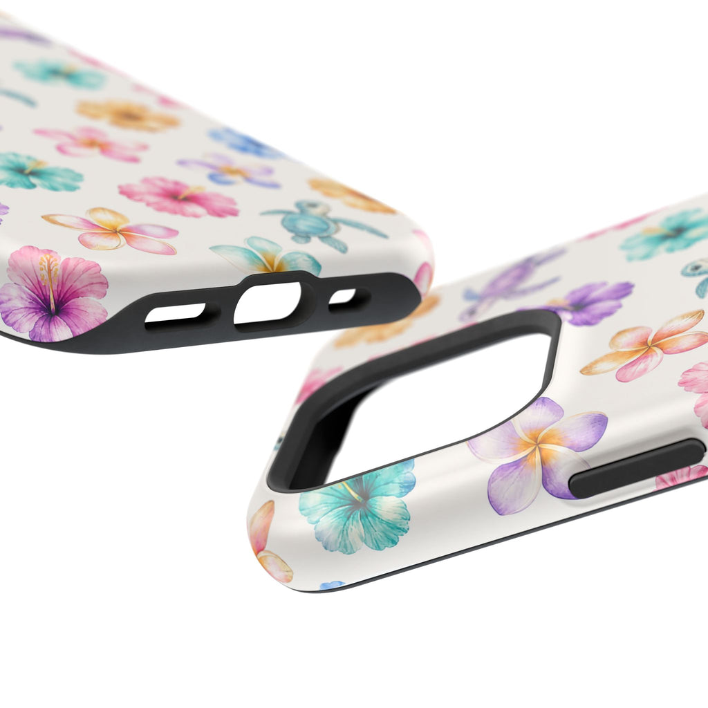 Sea Turtle Floral Phone Case — Colorful Hawaiian Plumeria Protective Case