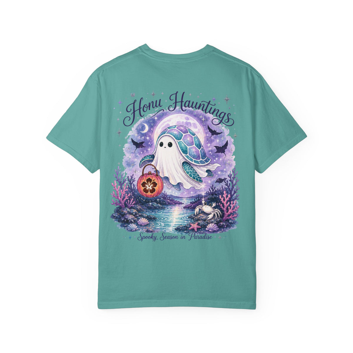 Honu Hauntings Halloween Shirt -Cute Ghost Turtle- Love Hawaii Spooky Season Tee -Tropical Halloween Graphic Tee