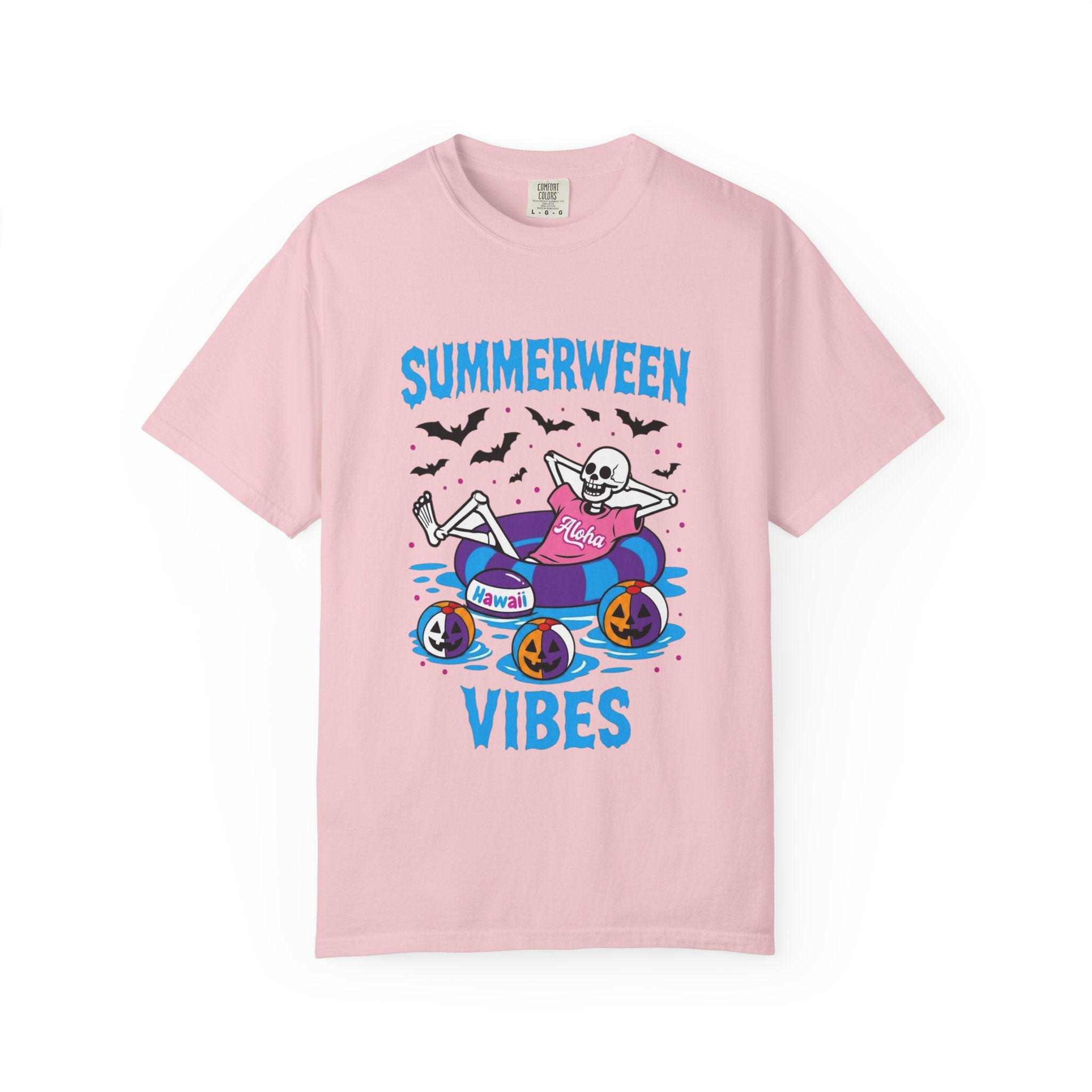 Summerween Vibes Skeleton T-shirt | Spooky Summer Beach| Love, Hawaii Halloween