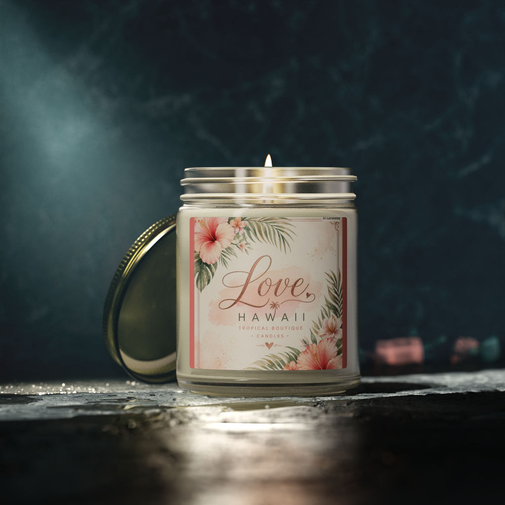 Coconut Apricot Scented Candle — Tropical Boutique Soy Jar (4oz or 9oz)-Love, Hawaii Home Collection