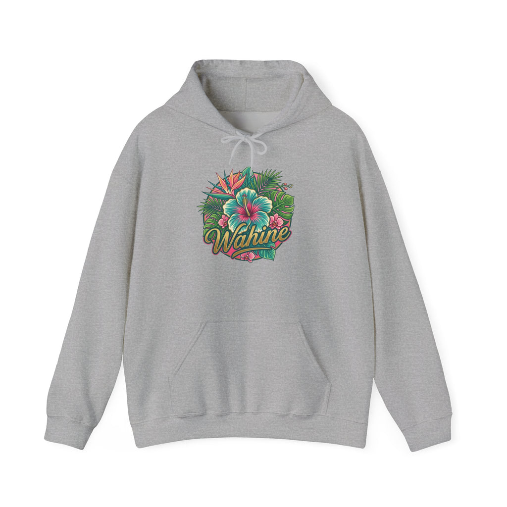 Wahine Tropical Floral Design Hoodie | Hawaiian Hibiscus Palm Leaves