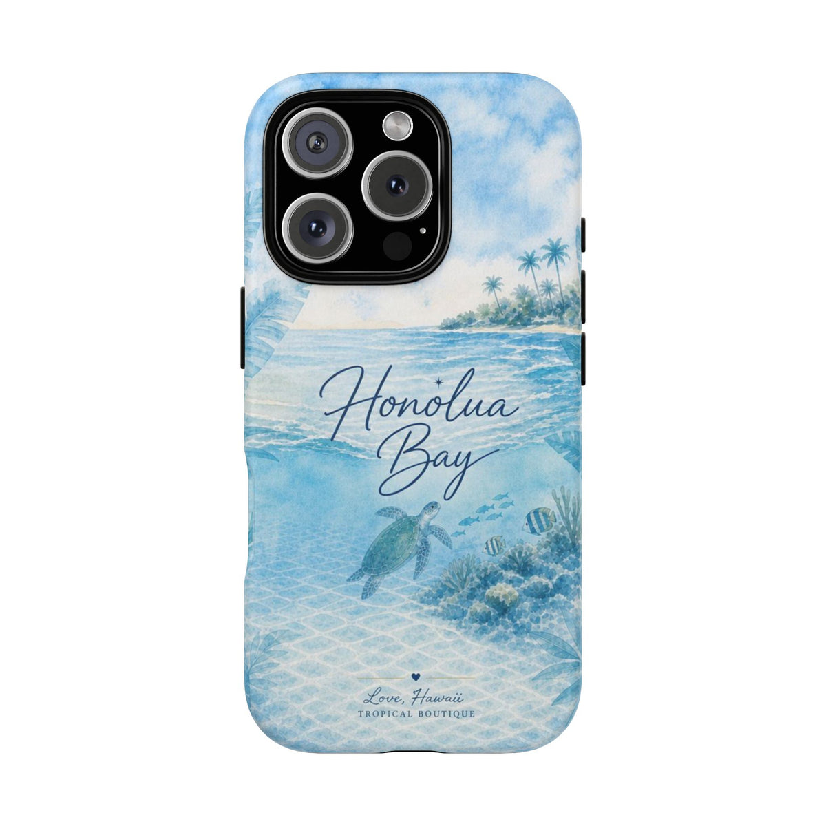 Honolua Bay Hawaii Tough Case | Sea Turtle Ocean Art | Tropical Watercolor Phone Cover