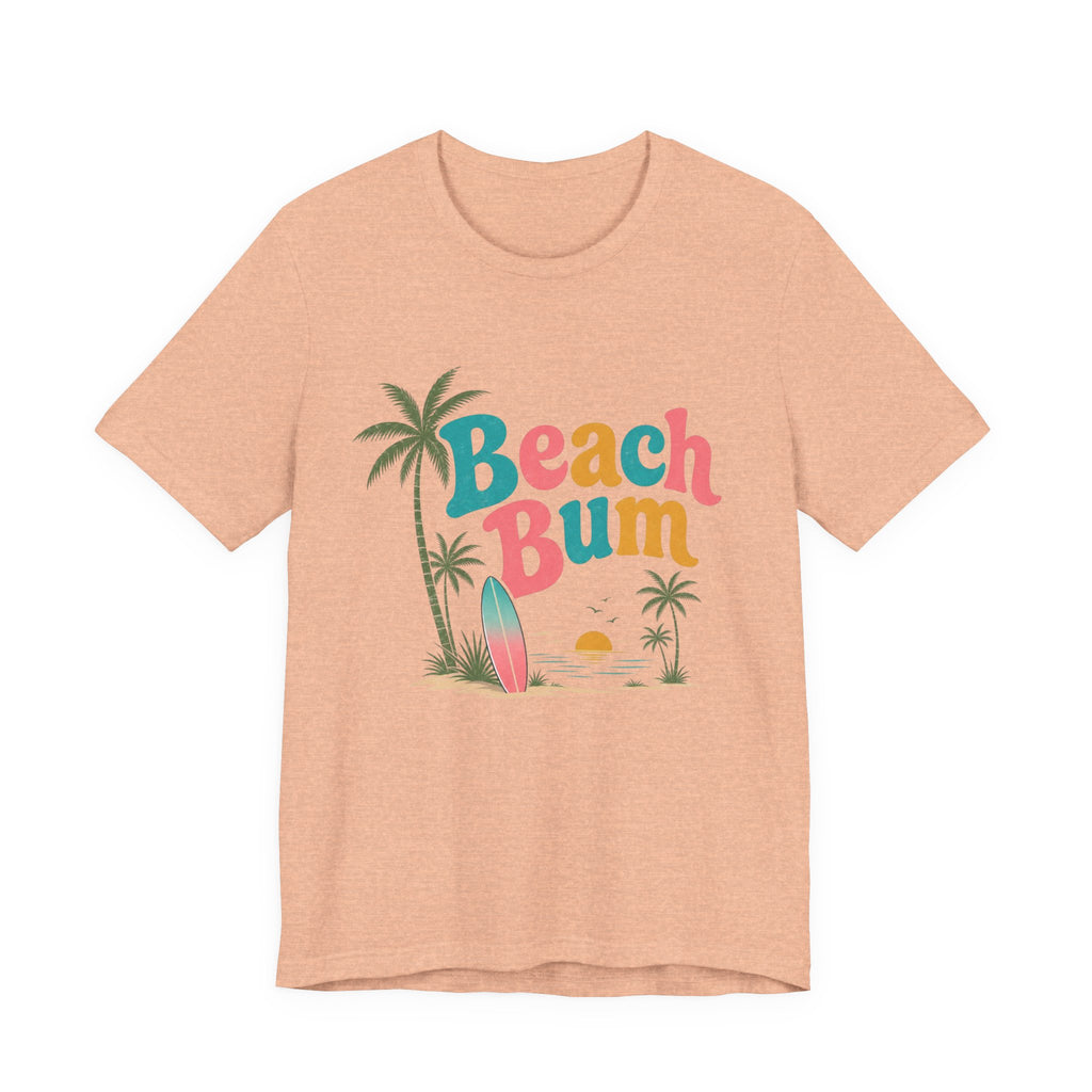 Beach Bum graphic tee | Surfboard palm tree sunset T-Shirt