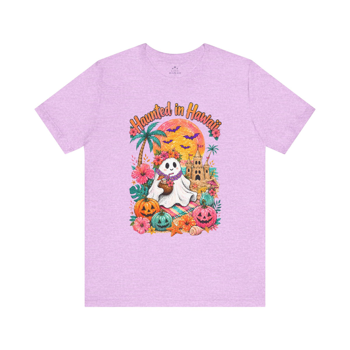 Haunted in Hawaii ghost palm tree tee | Halloween tropical pumpkin design