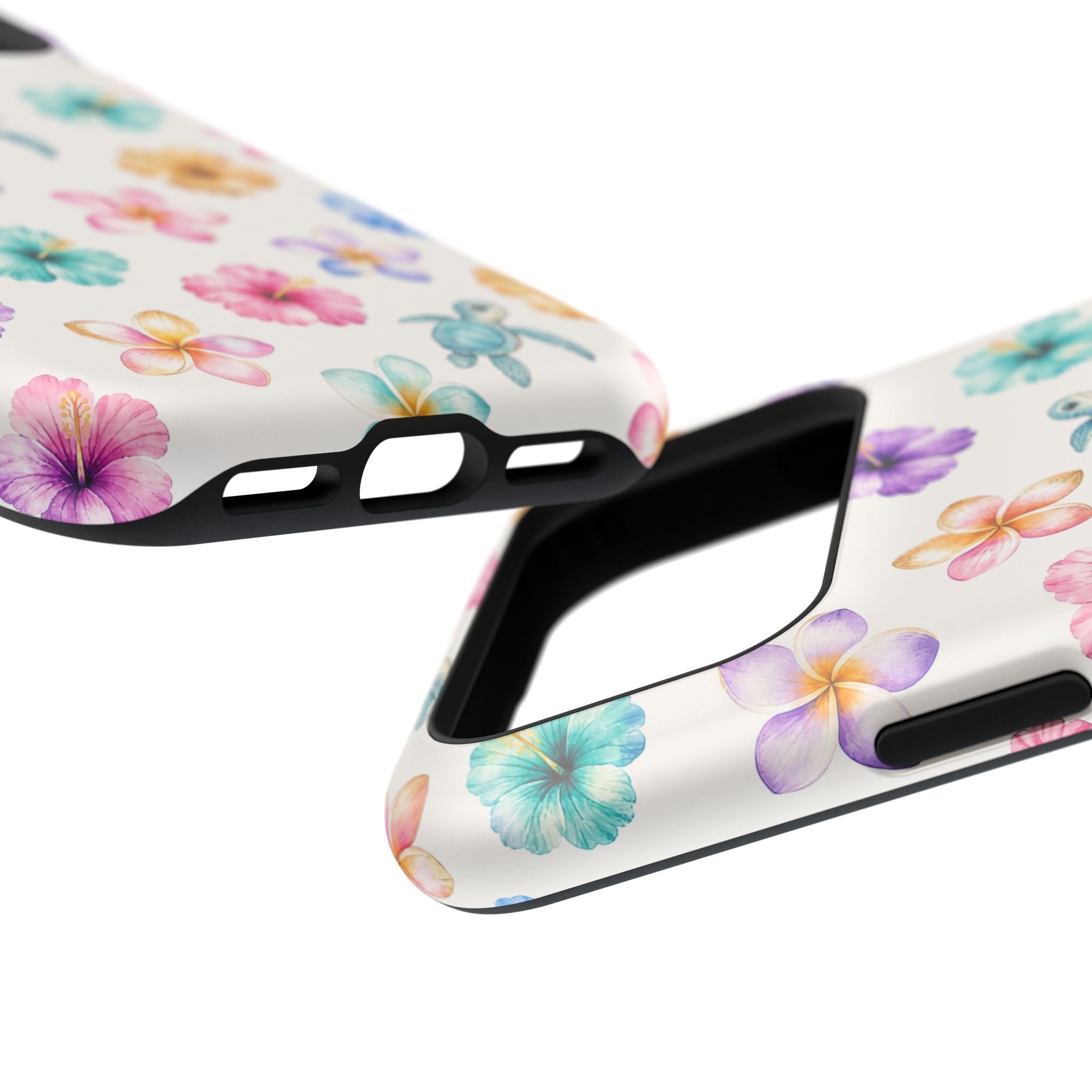 Sea Turtle Floral Phone Case — Colorful Hawaiian Plumeria Protective Case