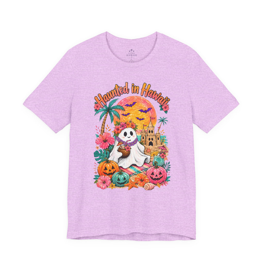 Haunted in Hawaii ghost palm tree tee | Halloween tropical pumpkin design