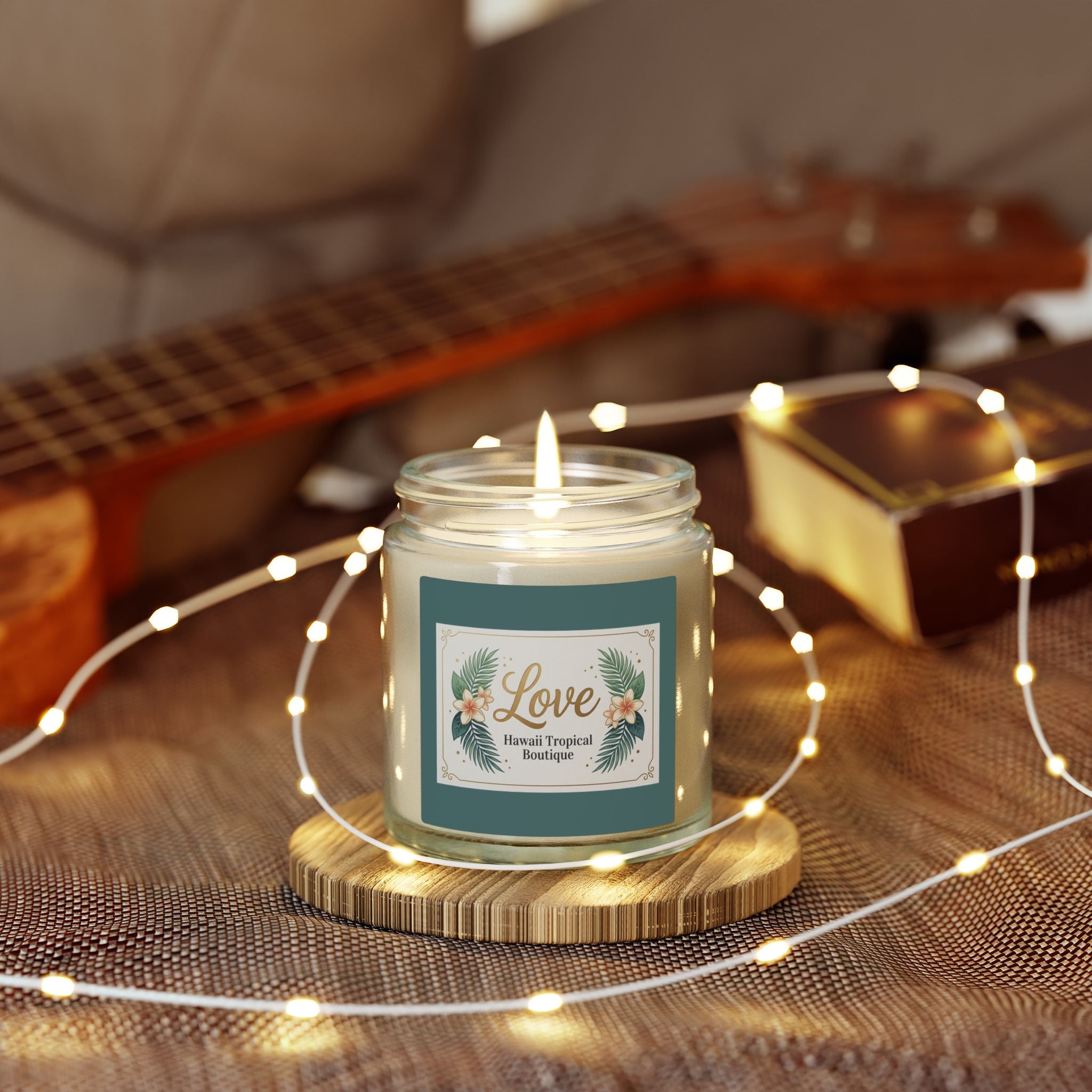 Coconut Apricot Scented Candle — Tropical Boutique Soy Jar (4oz or 9oz)-Love, Hawaii Home Collection