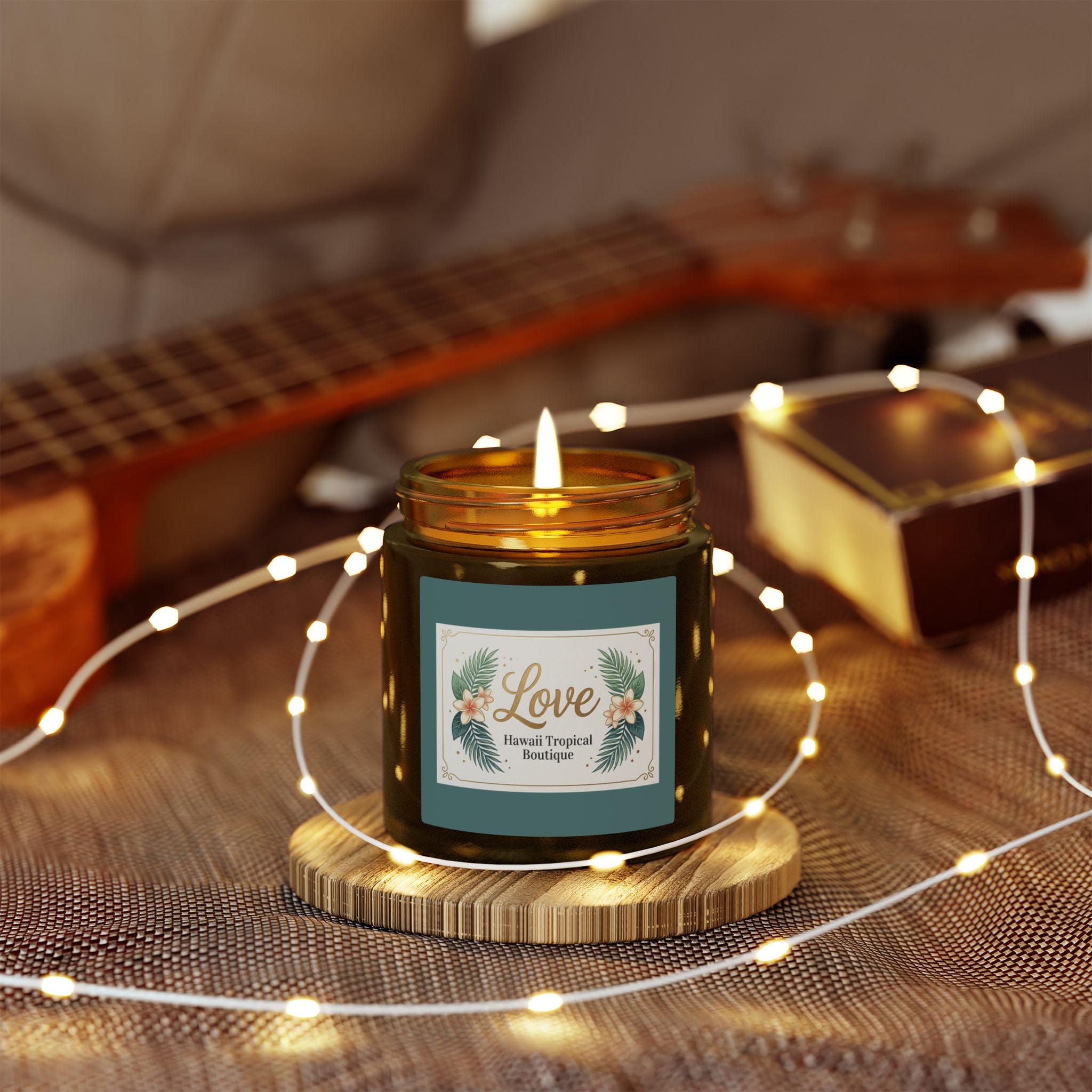 Coconut Apricot Scented Candle — Tropical Boutique Soy Jar (4oz or 9oz)-Love, Hawaii Home Collection
