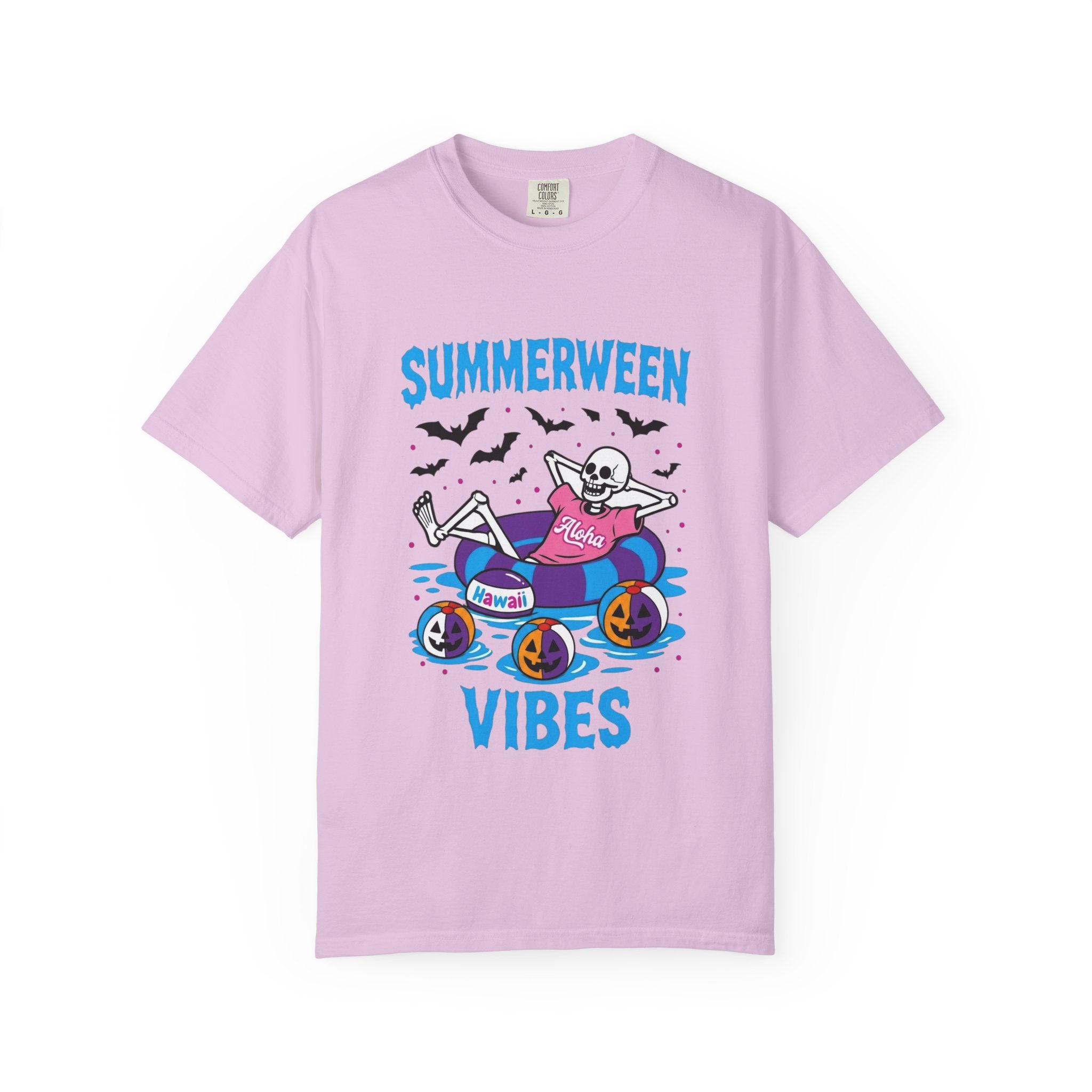 Summerween Vibes Skeleton T-shirt | Spooky Summer Beach| Love, Hawaii Halloween