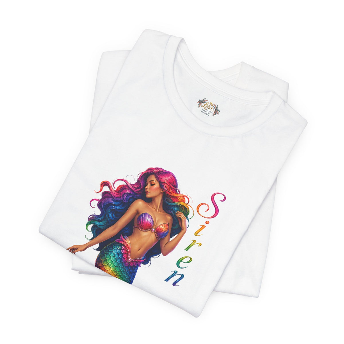 Rainbow Mermaid Siren Song Tee | Colorful Mermaid Illustration T-Shirt