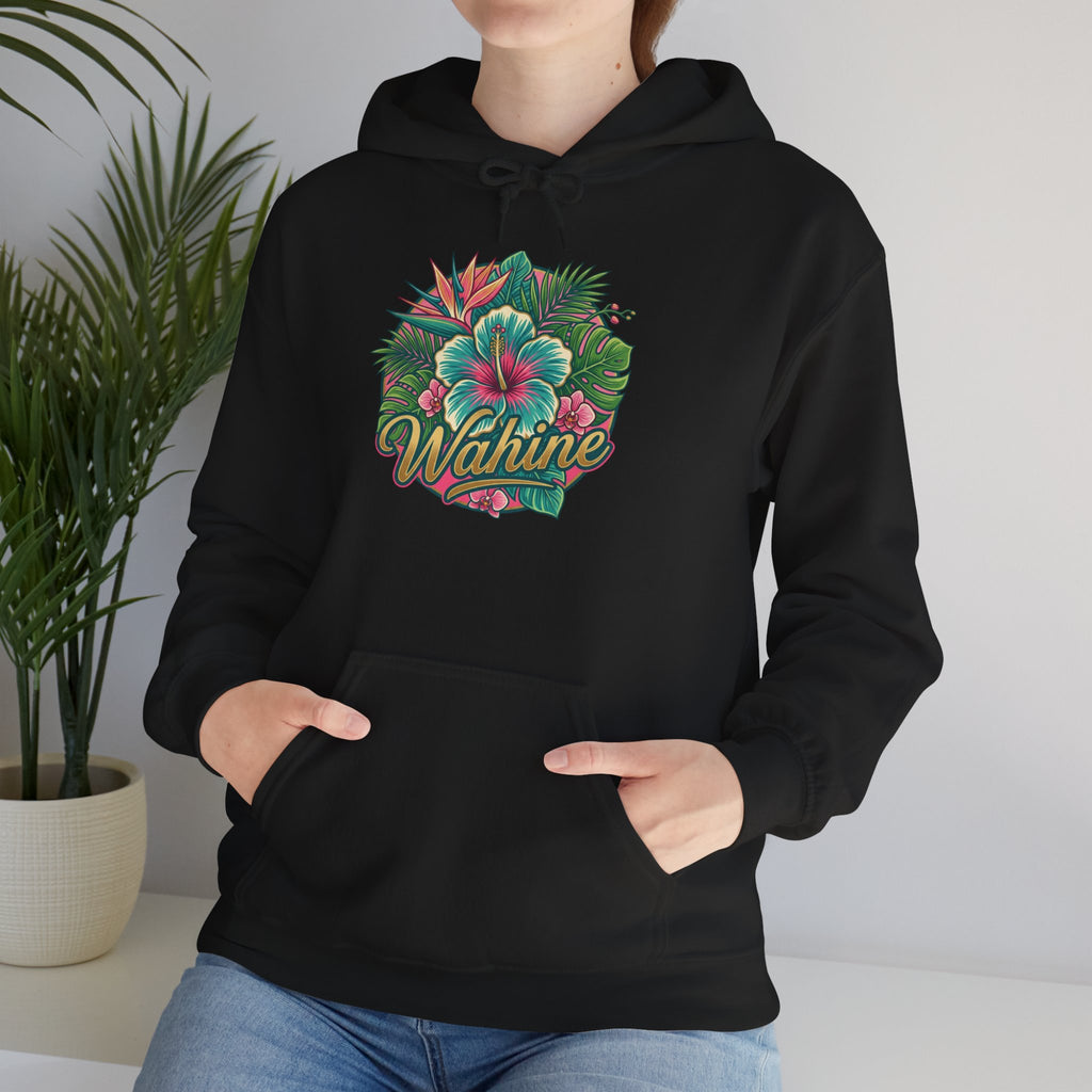 Wahine Tropical Floral Design Hoodie | Hawaiian Hibiscus Palm Leaves