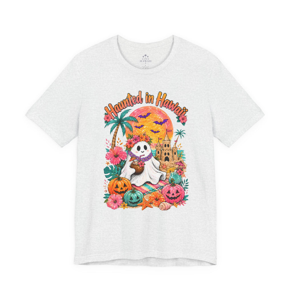 Haunted in Hawaii ghost palm tree tee | Halloween tropical pumpkin design
