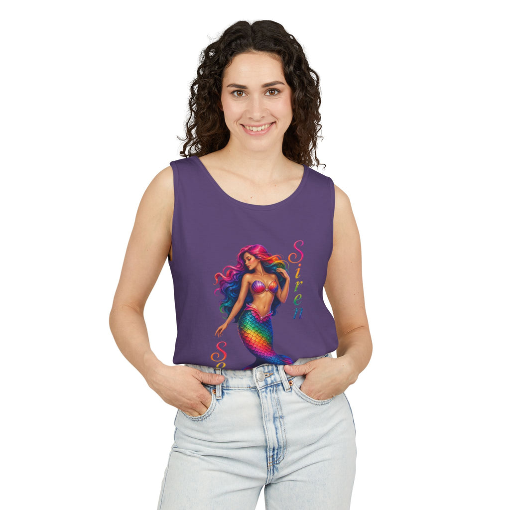 Mermaid Siren Tank Top — Rainbow 'Song' Graphic Beach Tank