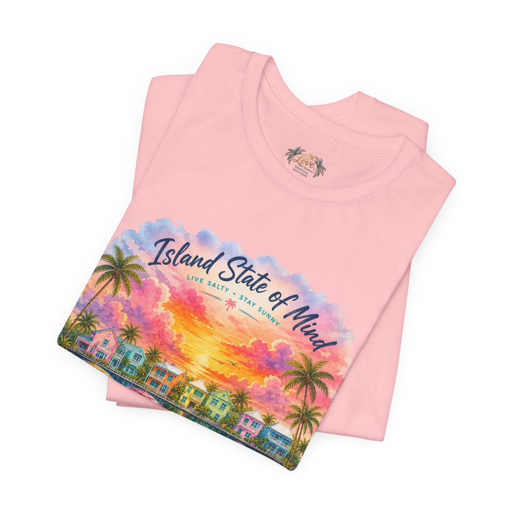 Island State of Mind T-Shirt | Tropical Beach Sunset, Palm Trees, Beach Chairs
