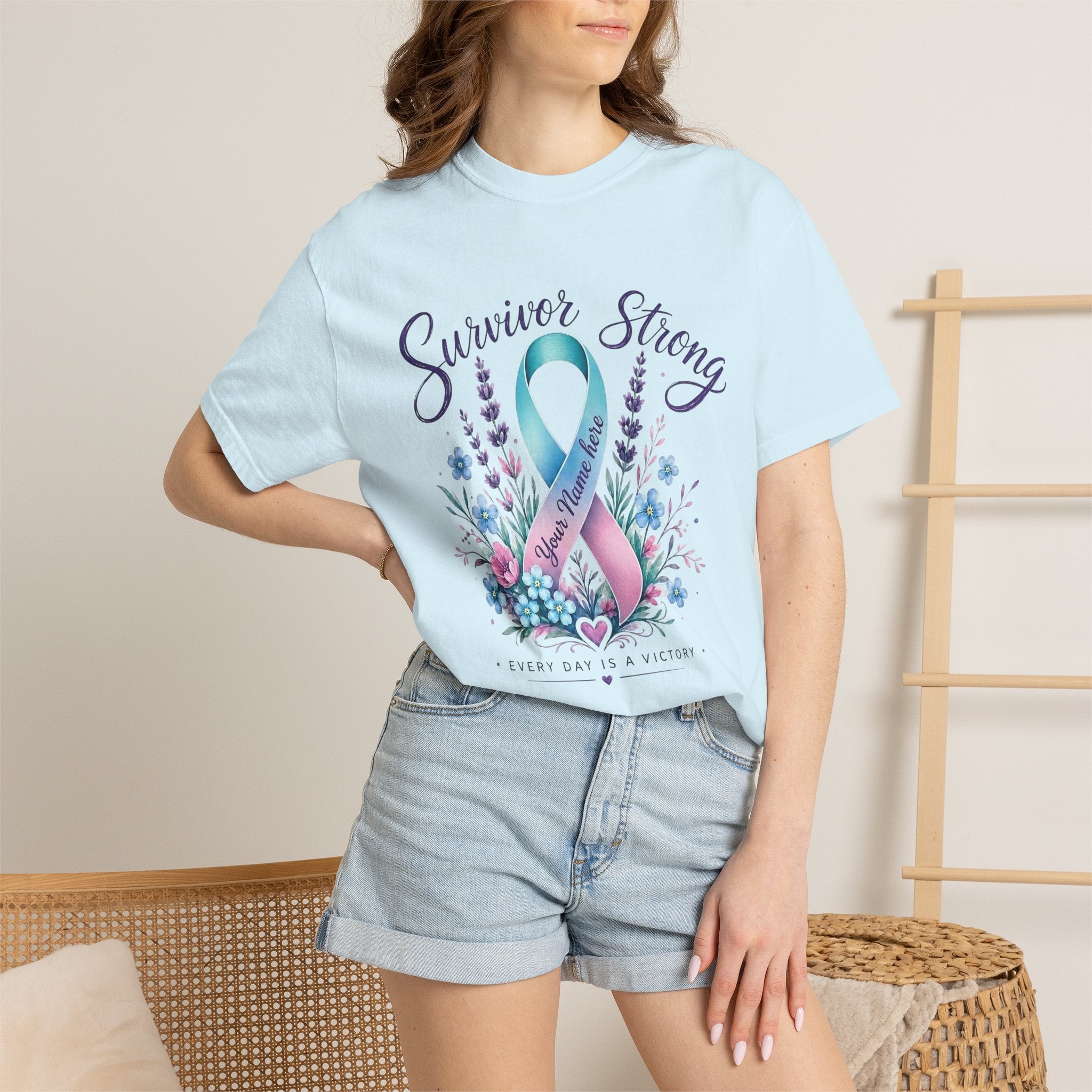 Survivor Strong Ribbon T-Shirt — Thyroid & Awareness Support Tee