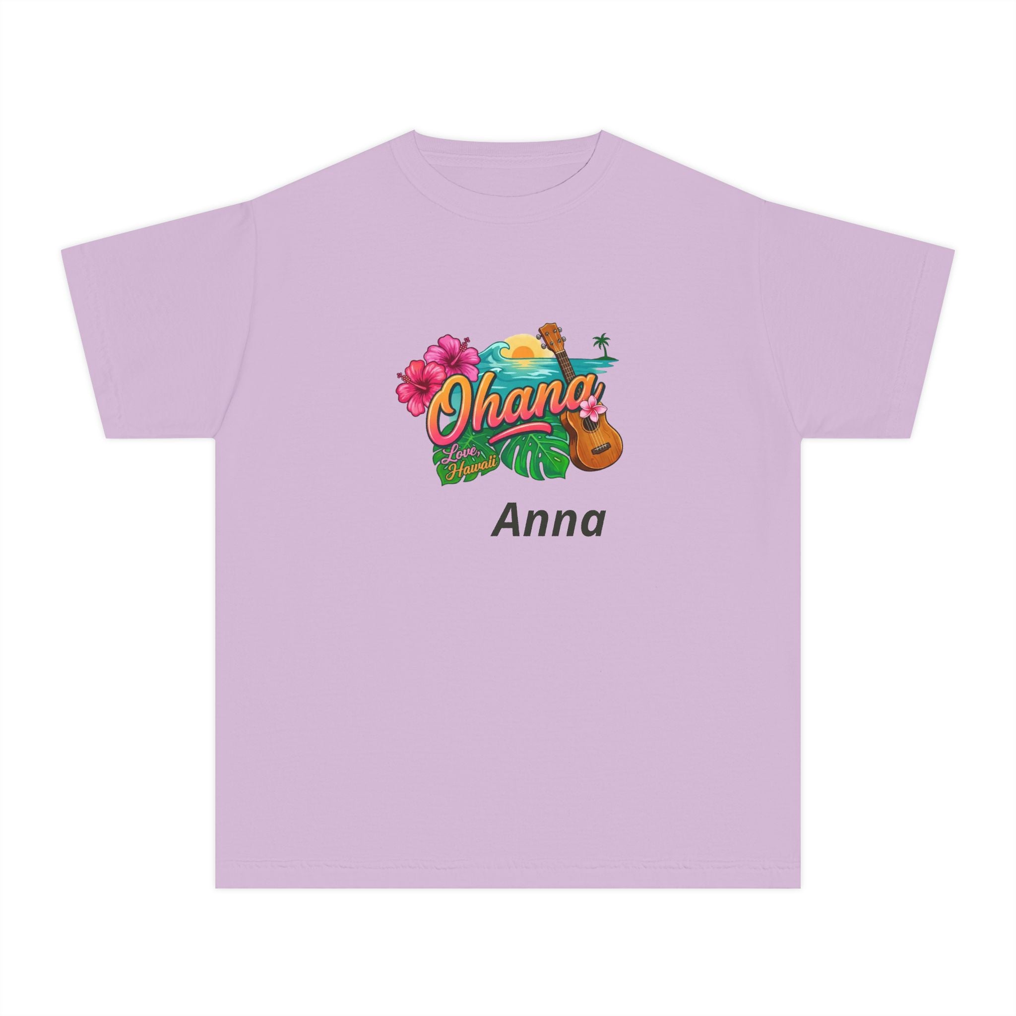 Ohana Floral Ukulele Youth Tee | Personalized Name Option