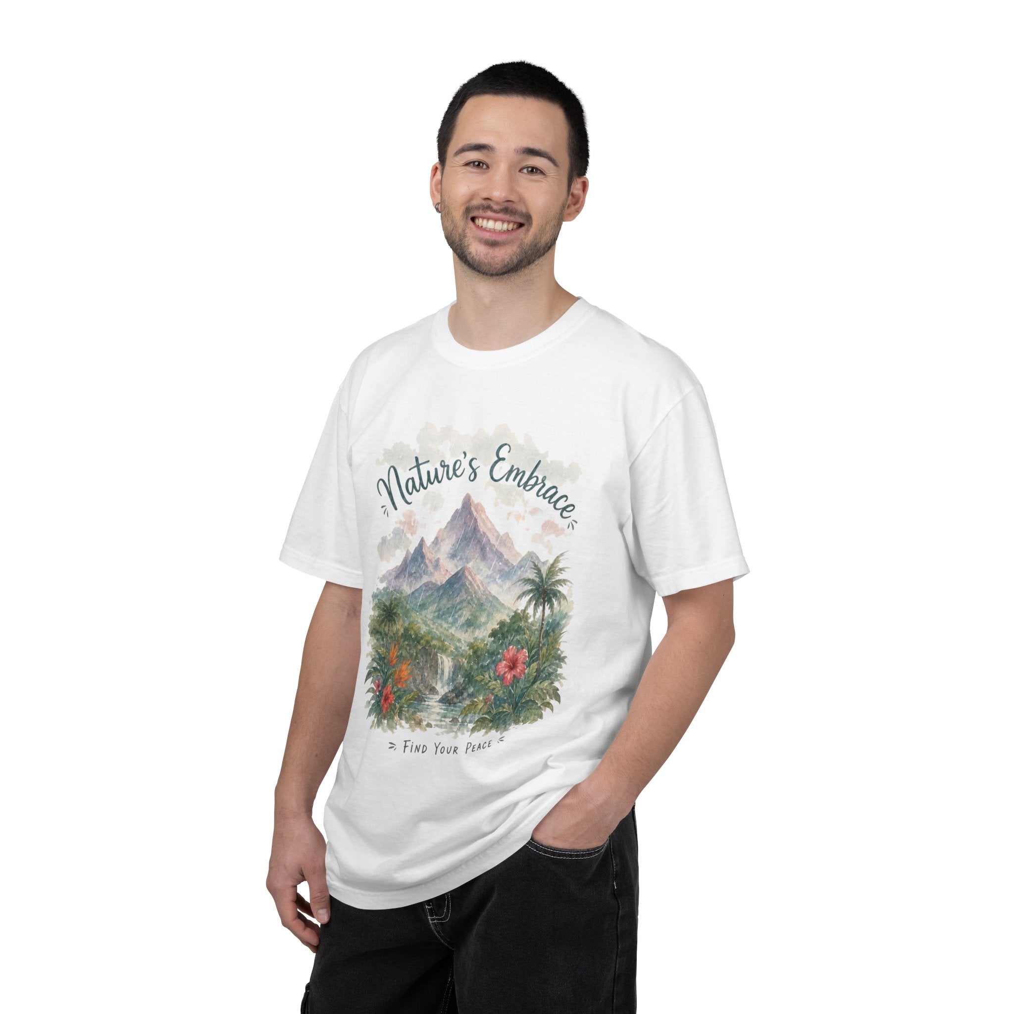 Nature's Embrace Mountain & Tropical Floral T-Shirt