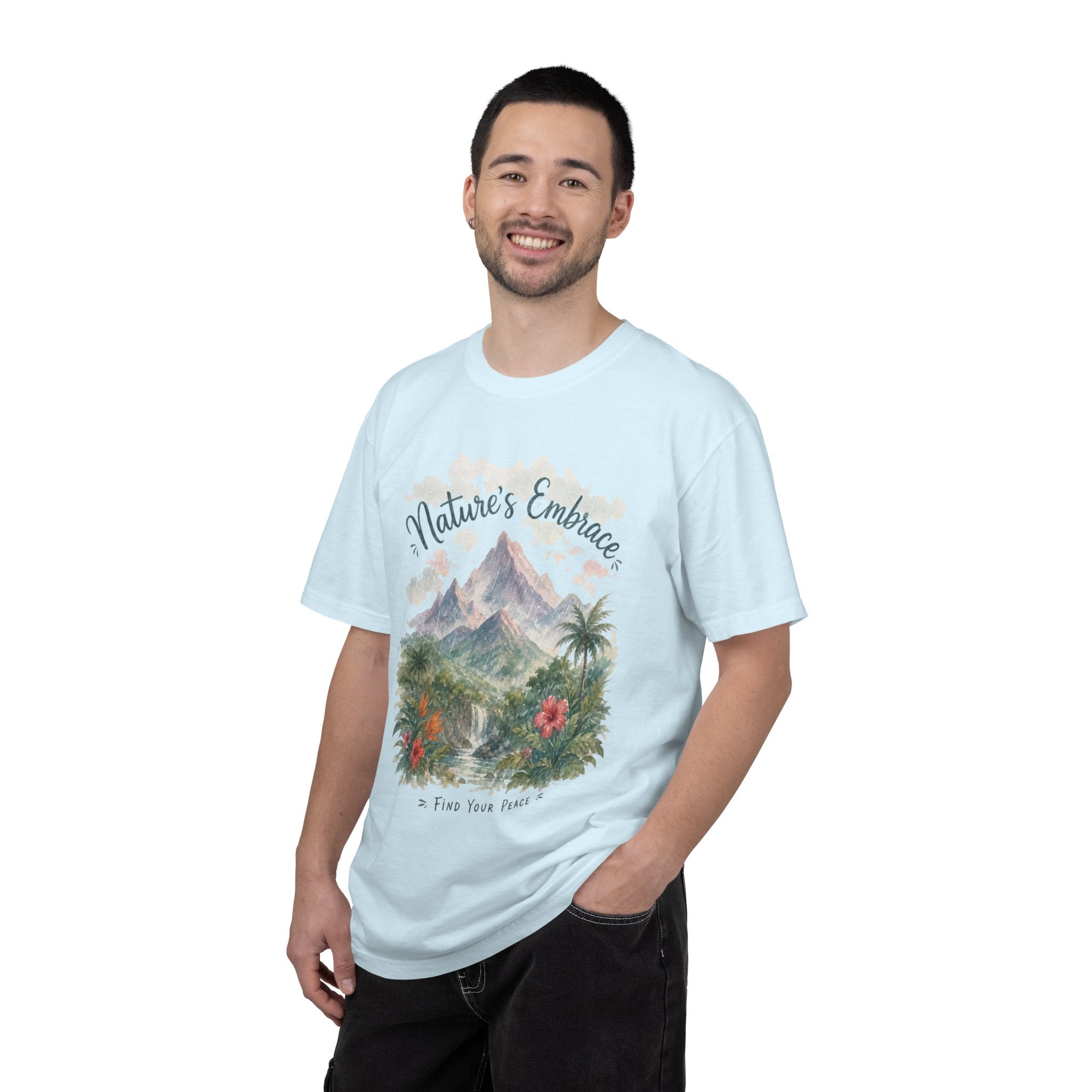 Nature's Embrace Mountain & Tropical Floral T-Shirt