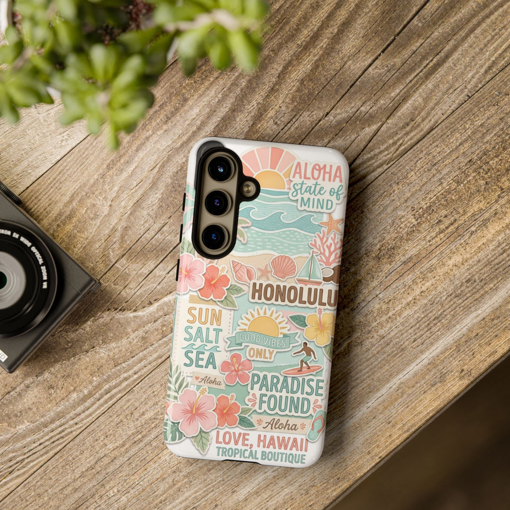 Hawaii Beach Collage Phone Case | Tropical Honolulu Floral Paradise
