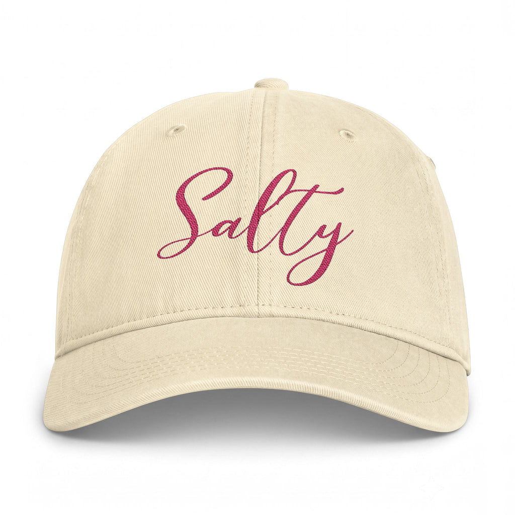 Salty script cap | Baseball Hat, Coastal Beach Lettering