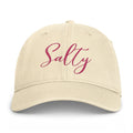 Salty script cap | Baseball Hat, Coastal Beach Lettering