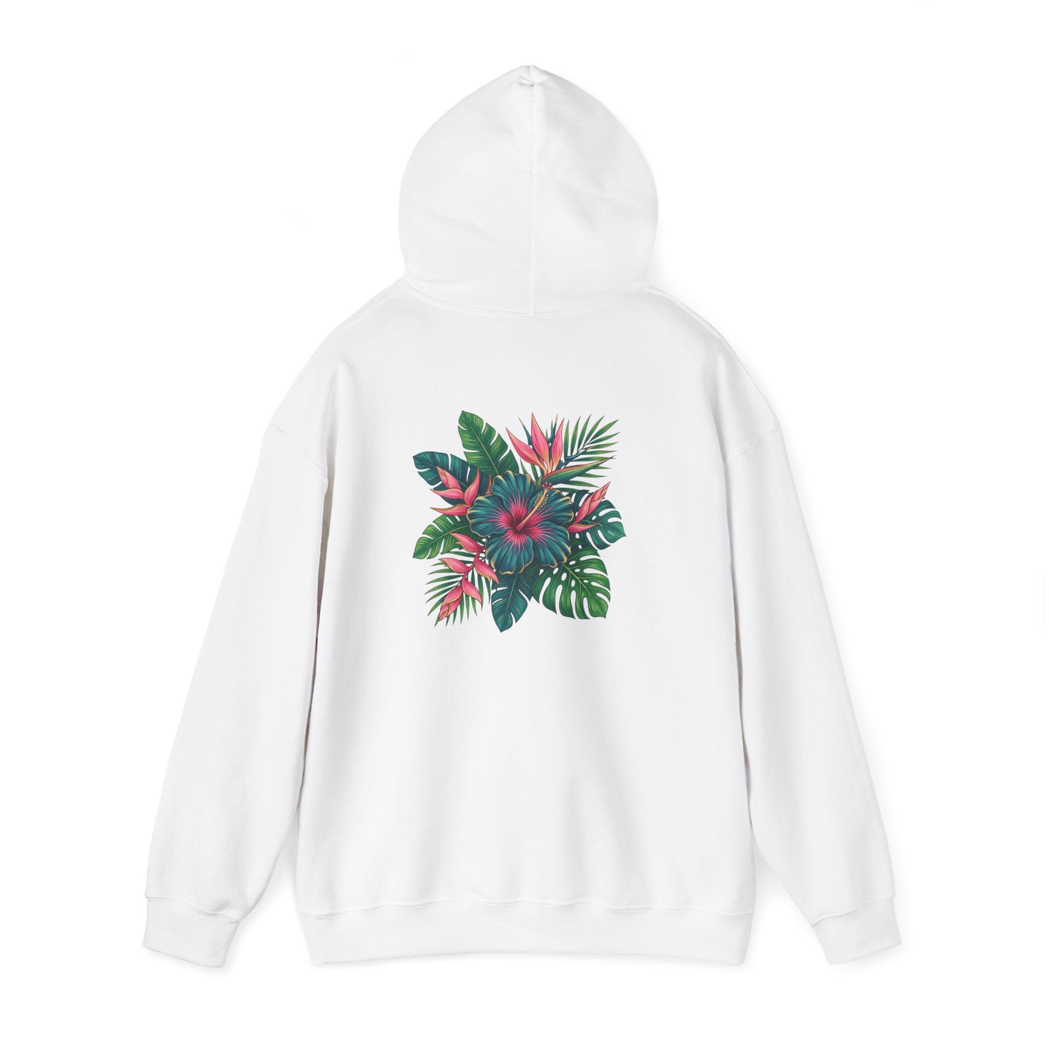 Wahine Tropical Floral Design Hoodie | Hawaiian Hibiscus Palm Leaves