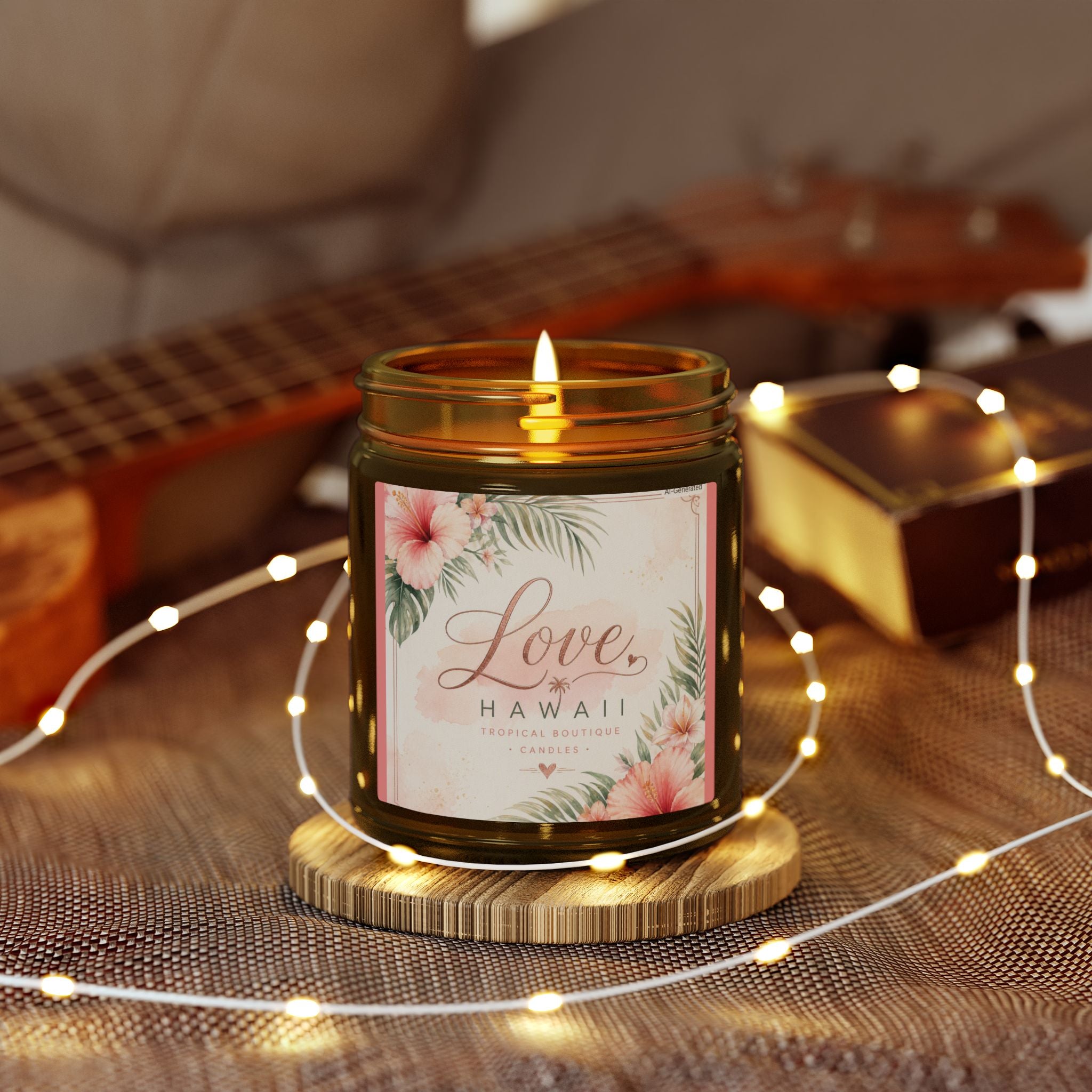Coconut Apricot Scented Candle — Tropical Boutique Soy Jar (4oz or 9oz)-Love, Hawaii Home Collection