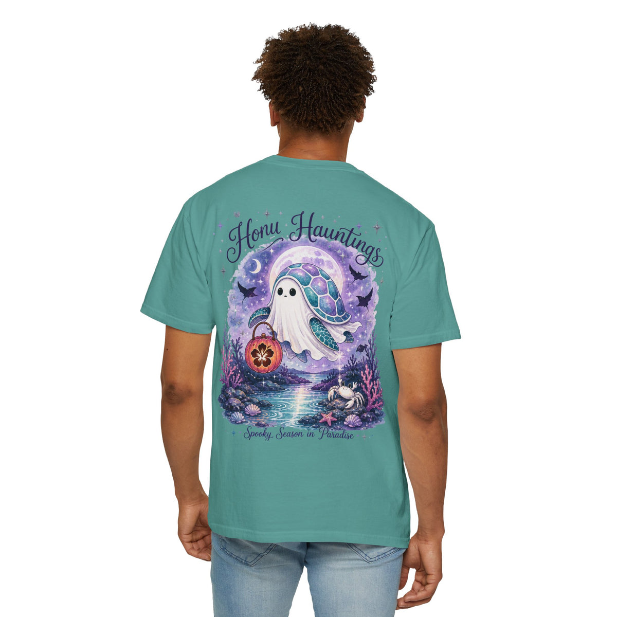 Honu Hauntings Halloween Shirt -Cute Ghost Turtle- Love Hawaii Spooky Season Tee -Tropical Halloween Graphic Tee