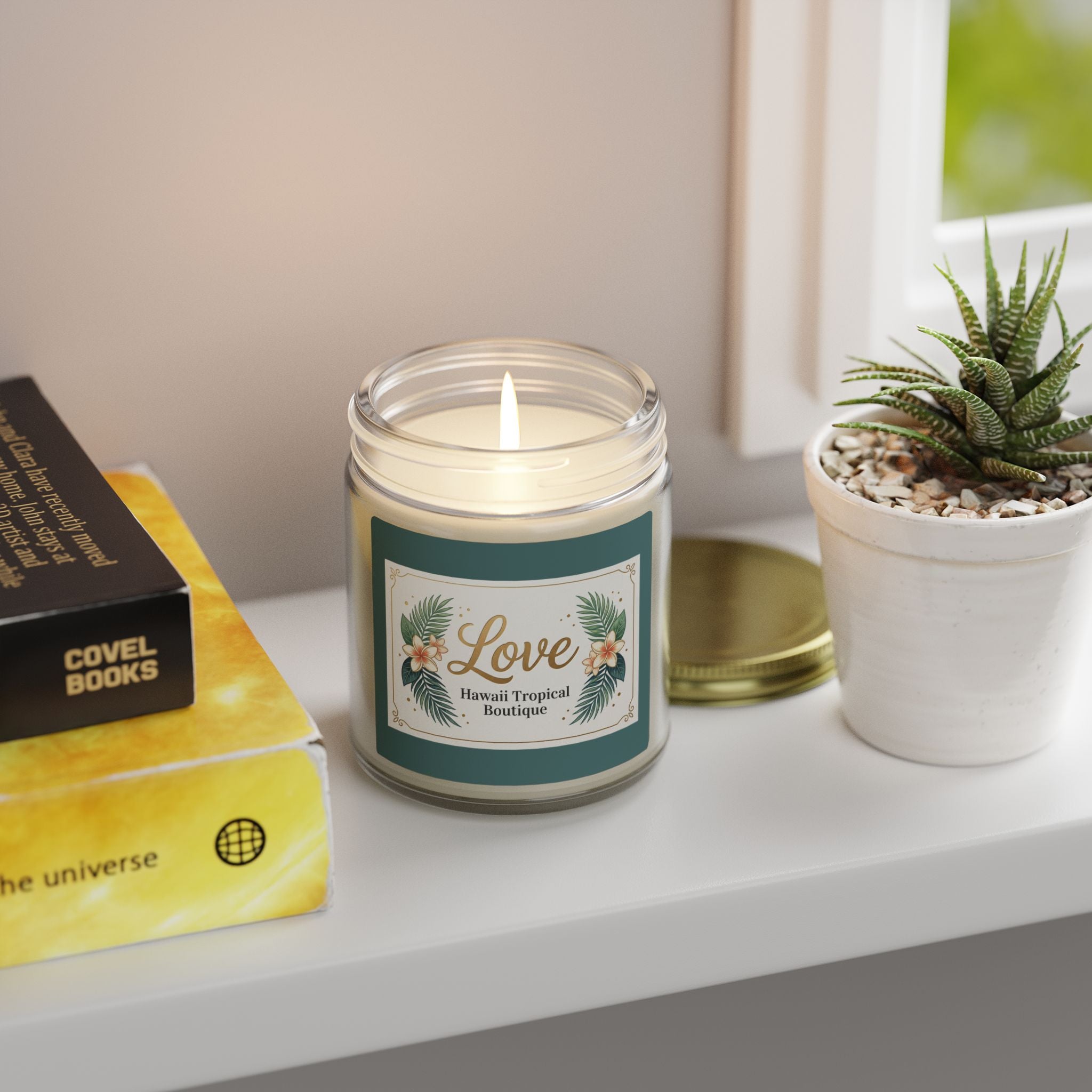 Coconut Apricot Scented Candle — Tropical Boutique Soy Jar (4oz or 9oz)-Love, Hawaii Home Collection