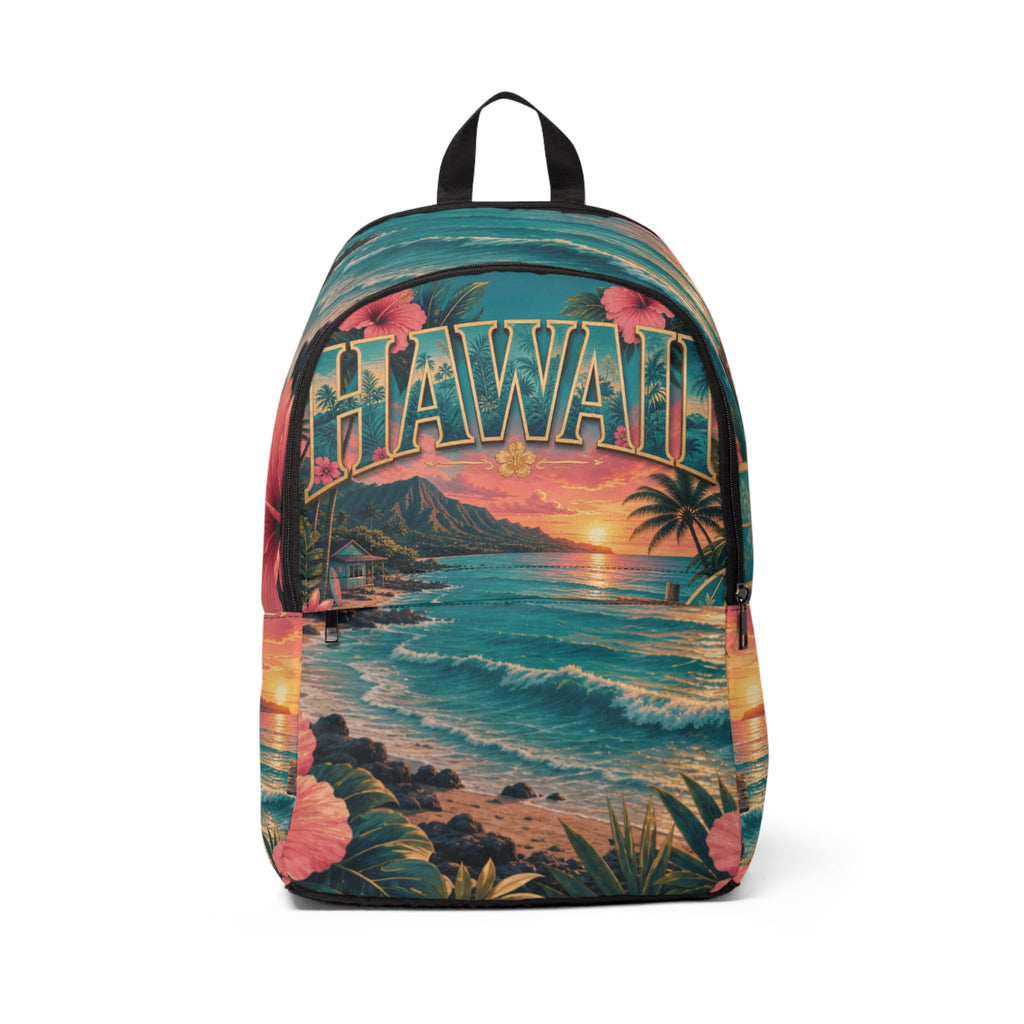 Hawaii Vintage Sunset Beach Backpack | Tropical Hibiscus Aloha| Love, Hawaii Collection